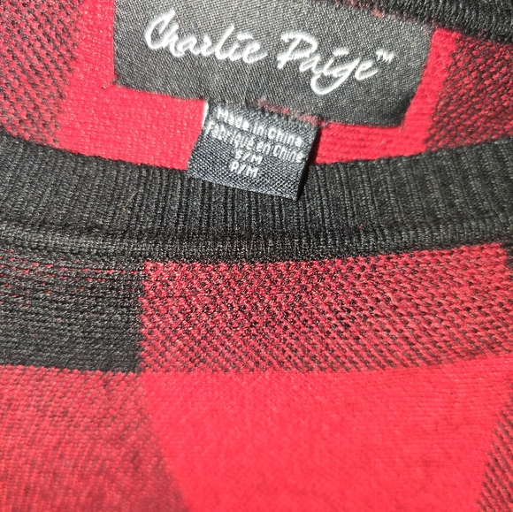 Charlie Paige Black and Red Buffalo plaid sweater - Picture 4 of 5